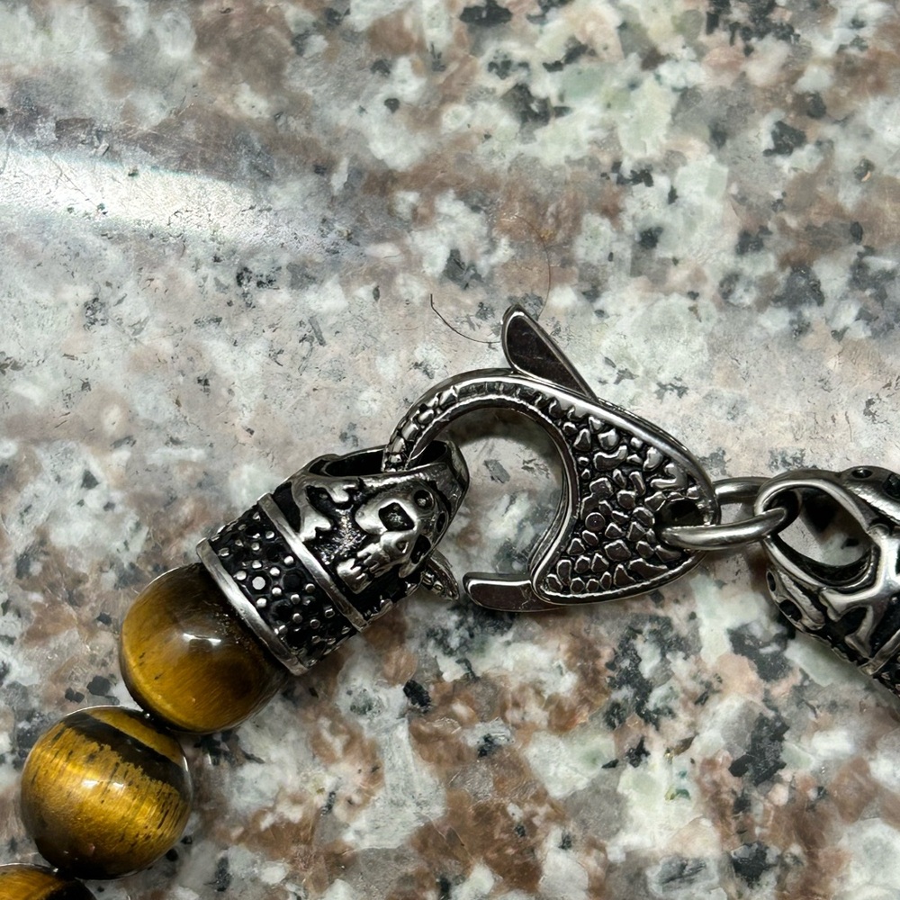Tiger Eye Beaded Bracelet with Stainless Steel Custom Clasp NWOT!!! GREAT DEAL!!